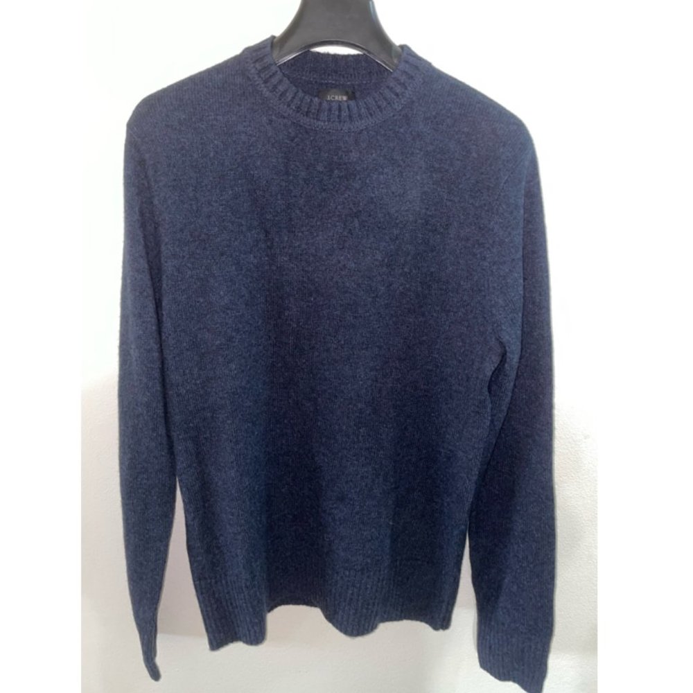 NWT - J. Crew Men's Navy Blue Rugged Wool Blend Crewneck Knit Sweater Size Small